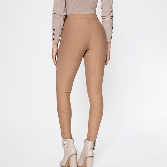 Studio F mocha leggings with buckle Size 2 - Picture 3 of 4